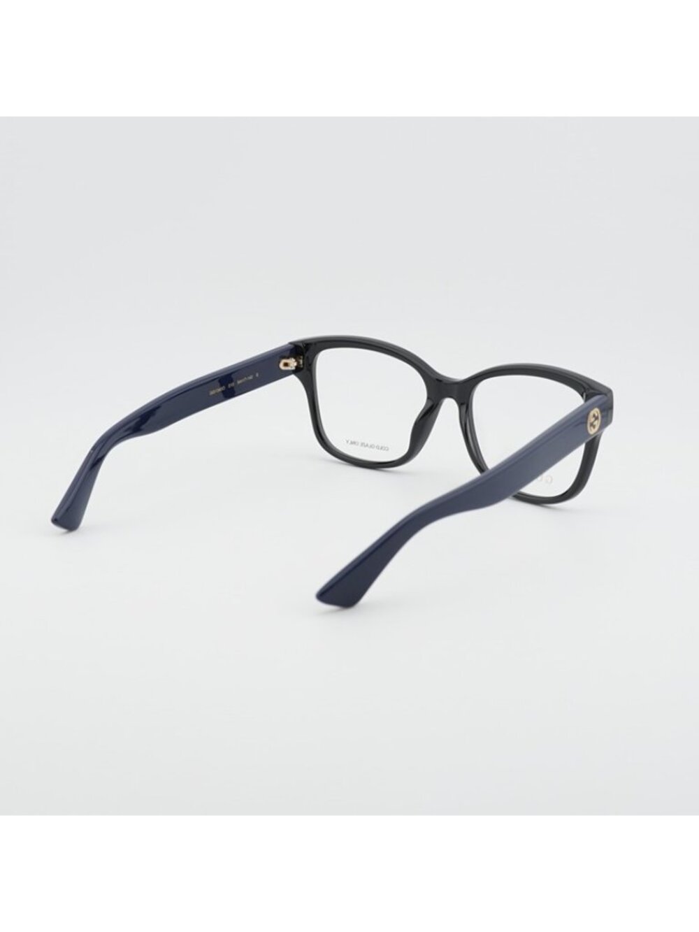 Gucci GG1340O 010 Eyeglasses Shiny Black/Blue 55mm Square Frame - Picture 4 of 11